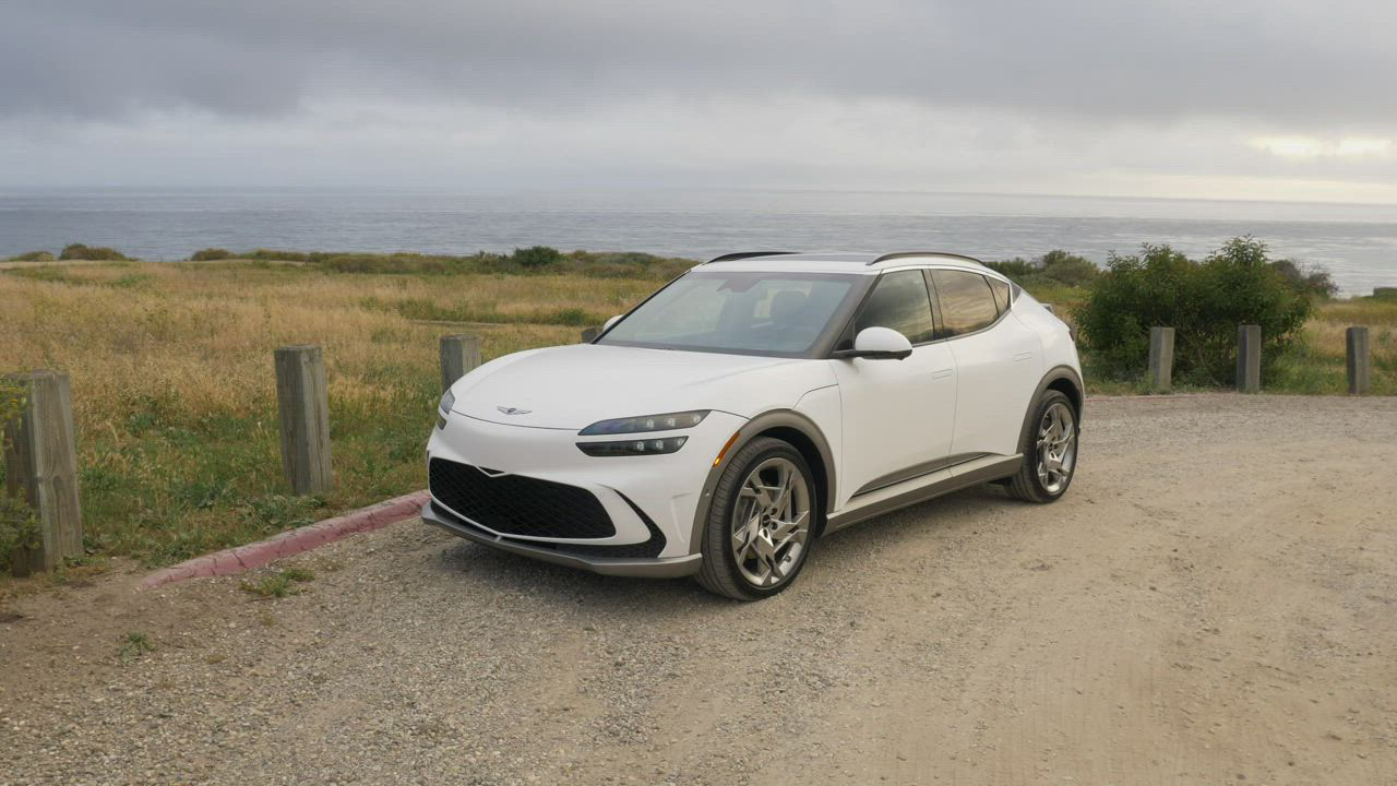 The 2023 GV60 rides on the same Electric Global Modular Platform as the Kia EV6 and Hyundai Ioniq 5 (though it sports the shortest wheelbase of the trio) and features a 77.4-kWh battery pack good for up to 248 miles of range. Footage courtesy Genesis.